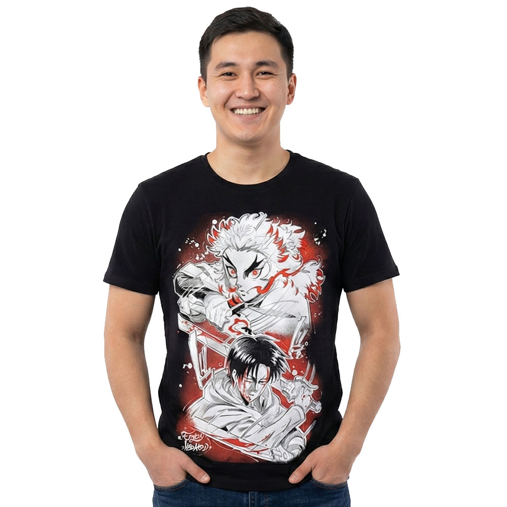 tshirt-levi-rengoku Футболка Леви и Ренгоку — изображение 1